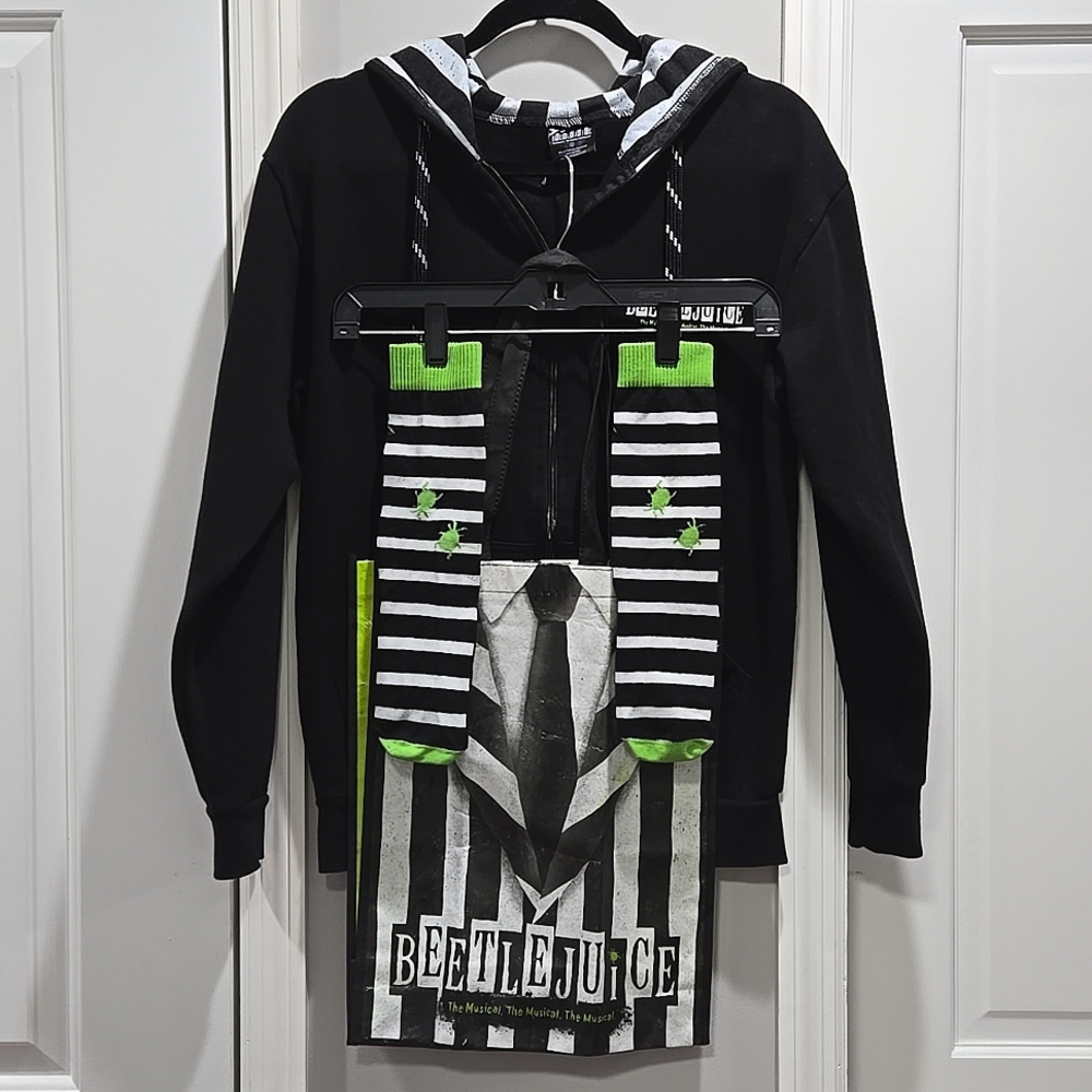 Beetlejuice the Musical Bundle "It's Showtime" Zippered Hoodie, Socks, and Tote